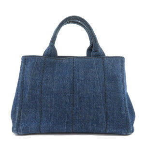 Prada Canapa 2way Bag Blue Denim Tote